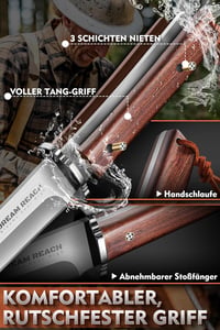 Dream Reach Túlélő Kés 21cm Rögzített Pengével - Vadász Machete Bőr Tokkal Kemping Túrázás Horgászat Outdoor Survival Kés 3