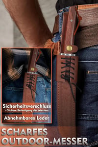 Dream Reach Túlélő Kés 21cm Rögzített Pengével - Vadász Machete Bőr Tokkal Kemping Túrázás Horgászat Outdoor Survival Kés 5