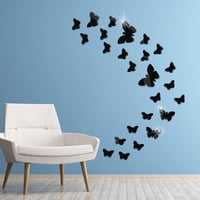 Dreamark 3D Pillangó Tükör Falmatrica Szett 25 db Fekete Dekoráció 5