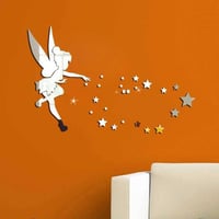 Dreamark 3D tükör fali matrica tündér lány csillag ezüst dekoráció 6
