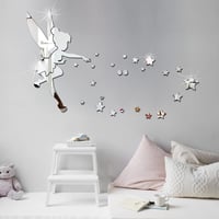 Dreamark 3D tükör fali matrica tündér lány csillag ezüst dekoráció 1