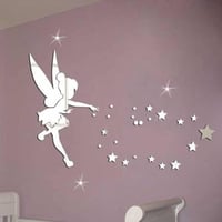 Dreamark 3D tükör fali matrica tündér lány csillag ezüst dekoráció 5