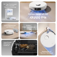Robotický vysávač Dreame D20 Pro Plus, sací výkon 13000 Pa, kefa DuoBrush na zvieracie chlpy, čistenie rohov, automatické vyprázdňovanie, LDS navigácia, mopovanie, 5 10