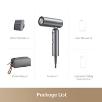 Uscător de păr Dreame Hair Gleam, 110.000 RPM, debit de aer 65 m/s, 200 de milioane de ioni negativi, control al temperaturii și al fluxului de aer, 330 g, gri 7