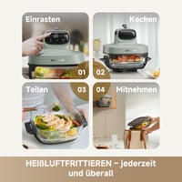 Dreame Tasti 5 v 1 Prenosná sklenená teplovzdušná fritéza, 2 nádoby (2,5 l + 4,5 l), 6 mm borosilikátové sklo, 3D cirkulácia vzduchu, vhodná do umývačky riadu 3