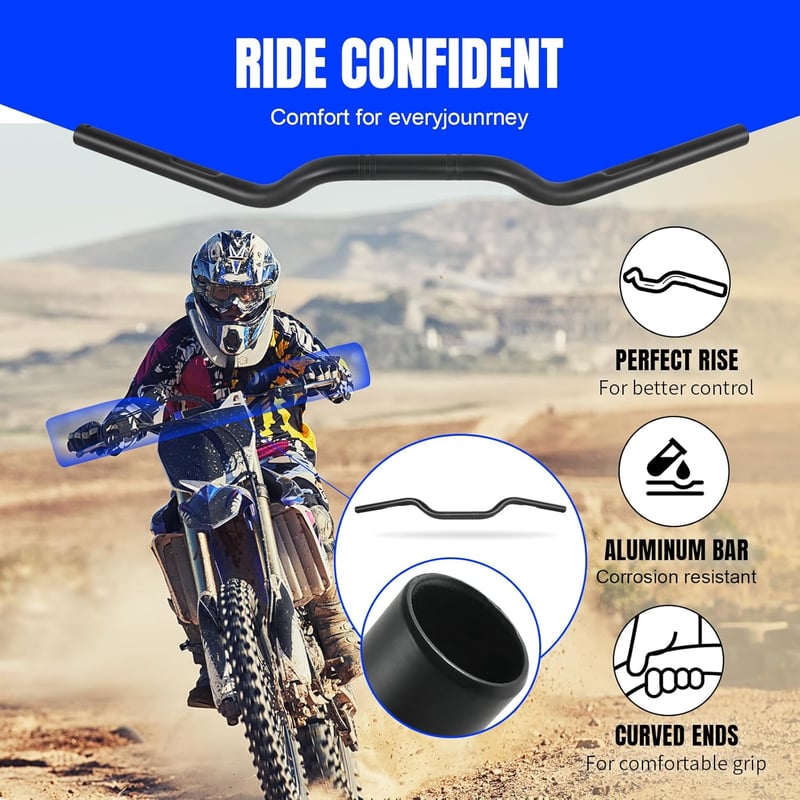 DREAMIZER 25mm Motorkerékpár Kormány Bobber Cafe Racer Cruiser Chopper Fekete