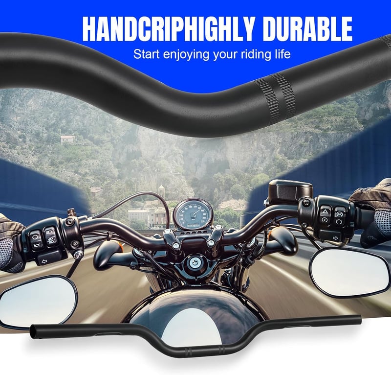 DREAMIZER 25mm Motorkerékpár Kormány Bobber Cafe Racer Cruiser Chopper Fekete
