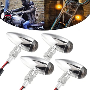 DREAMIZER set 4 semnalizatoare moto 12V tip glonț, universale pentru scutere, cruisere, ATV-uri și motociclete off-road