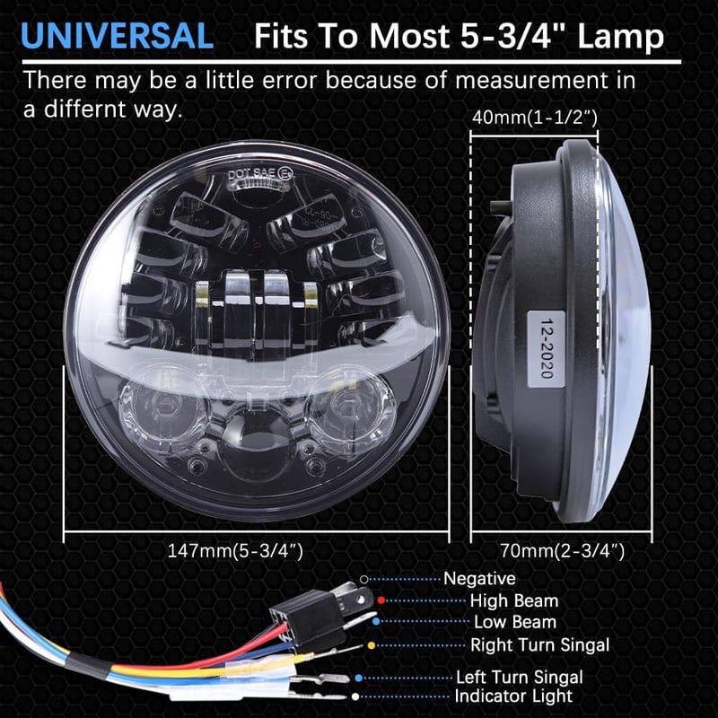 DREAMIZER 5.75" LED Fényszóró E-Jóváhagyott Nappali Menetfény Harley Dyna Softail Sportster