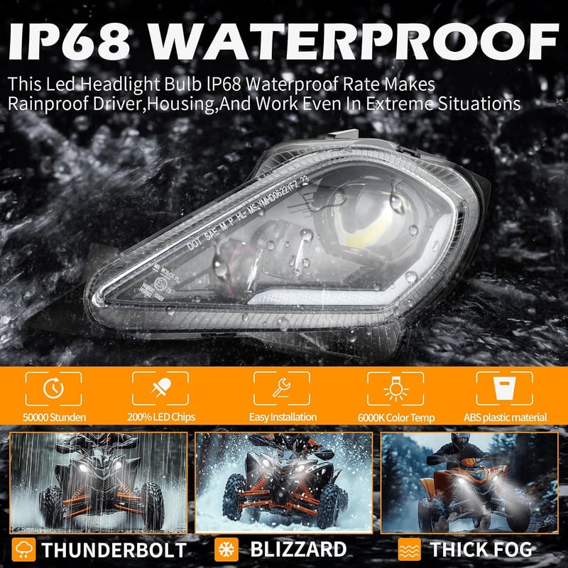 DREAMIZER 64W LED Motorkerékpár Fényszóró Yamaha Raptor 700 YFZ 450 Wolverine