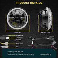 DREAMIZER 7 Hüvelykes Motorkerékpár Fényszóró Fehér DRL Angel Eye Sárga Irányjelzővel 3