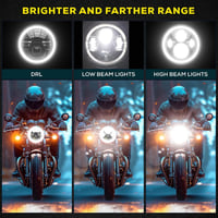 DREAMIZER 7 Hüvelykes Motorkerékpár Fényszóró Fehér DRL Angel Eye Sárga Irányjelzővel 4