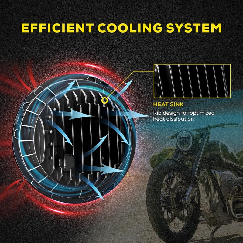 DREAMIZER 7 Hüvelykes Motorkerékpár Fényszóró Fehér DRL Angel Eye Sárga Irányjelzővel