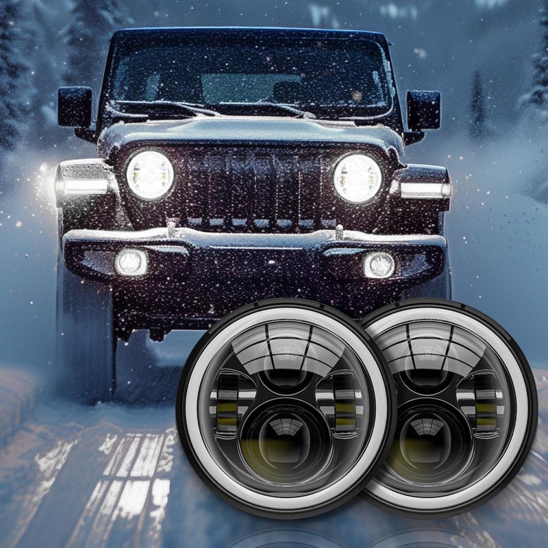 DREAMIZER 7 Hüvelykes Motorkerékpár Fényszóró Fehér DRL Angel Eye Sárga Irányjelzővel