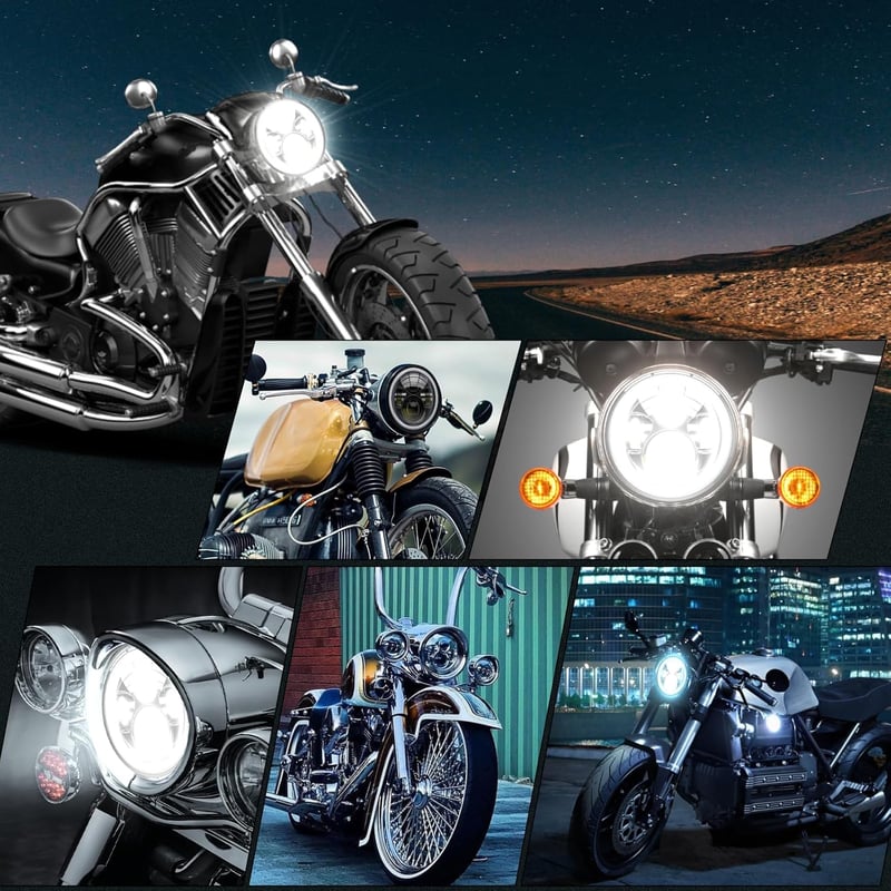 DREAMIZER 7 Hüvelykes Motorkerékpár Fényszóró Fehér DRL Angel Eye Sárga Irányjelzővel