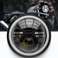DREAMIZER 7 Hüvelykes Motorkerékpár Fényszóró Fehér DRL Angel Eye Sárga Irányjelzővel 1