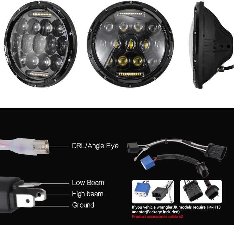 DREAMIZER 7 Inch LED Motoros Fényszóró E-Jóváhagyott Fehér Nappali Fény Angyal Szem Sárga Irányjelző Harley Road King Street Glide Softail E