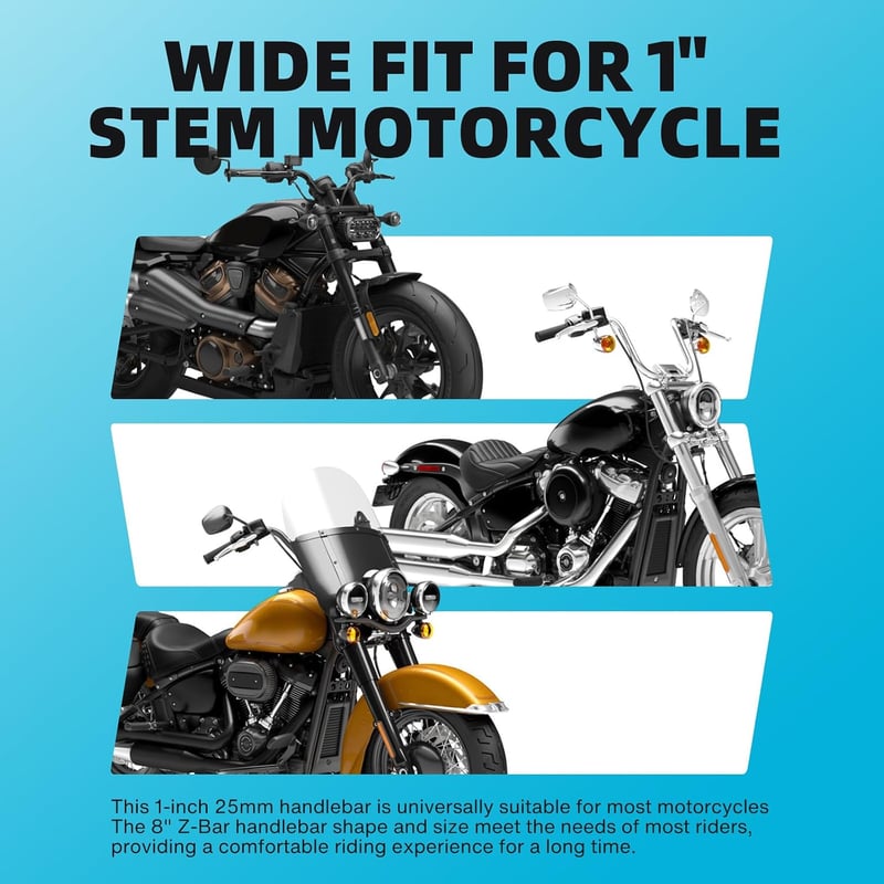 DREAMIZER 8 hüvelykes felrögzítésű Z kormány 1 colos kormányszár Univerzális motorkormány Harley Yamaha Suzuki Kawasaki MT09 MT07 Cruiser To