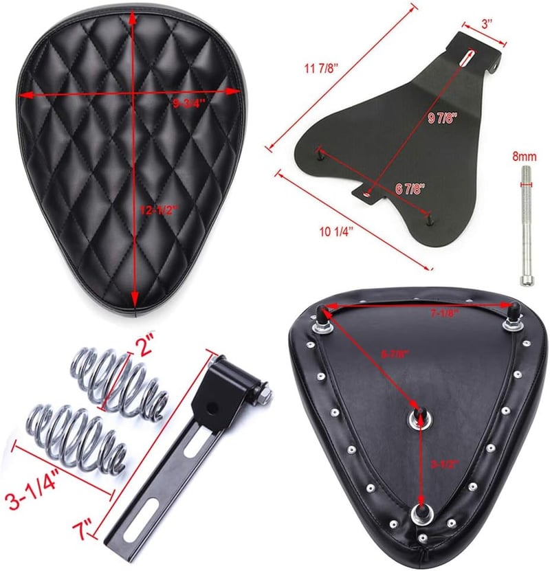 DREAMIZER Bobber Motoros Nyereg Rugózott Fekete Rombusz Harley Sportster XL1200 883