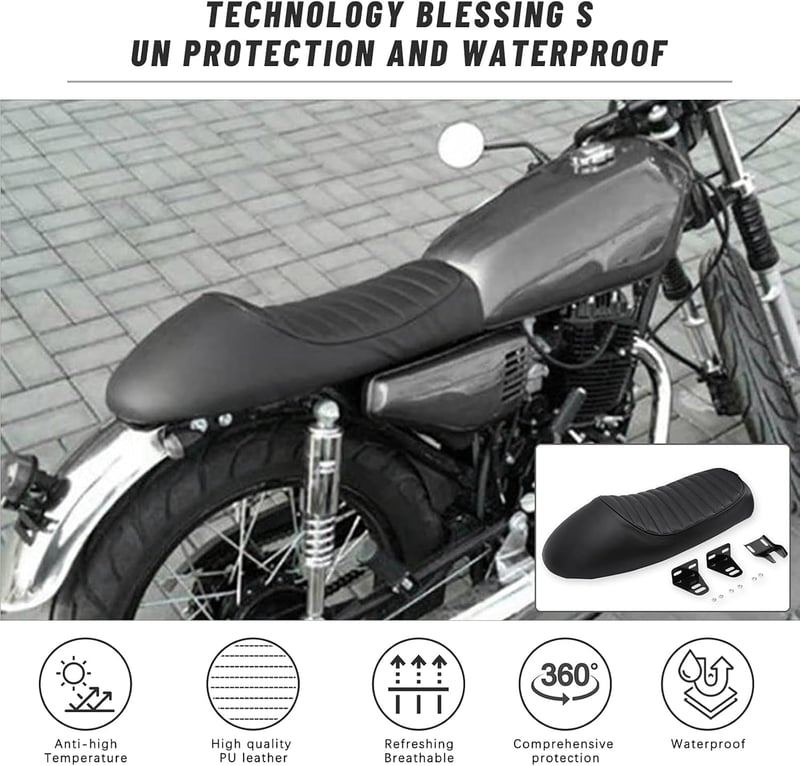 DREAMIZER Cafe Racer Motoros Nyereg Fekete Vintage Humpback Ülés CG125 CB400 CB500 CB750 SR400