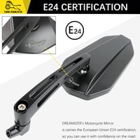 DREAMIZER E24 E-Jóváhagyott Motortükör 8-10 mm - Kompatibilis Kawasaki Z, Yamaha MT Sorozattal, Robogókkal és Quadokkal - Állítható, Tükröző 2