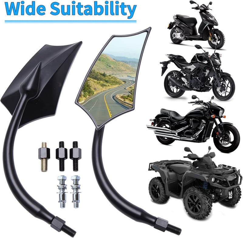 DREAMIZER Fekete Motorkerékpár Visszapillantó Tükör 10mm 8mm Harley Davidson