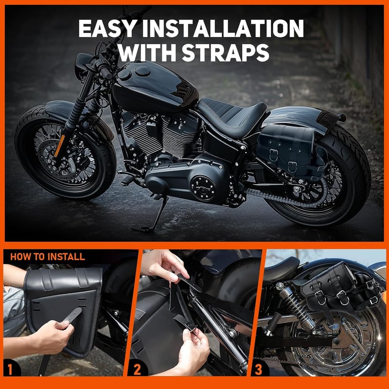 DREAMIZER Motorkerékpár Nyereg Táska Fekete PU Bőr Harley Sportster XL883 Softail Dyna V-Star Shadow