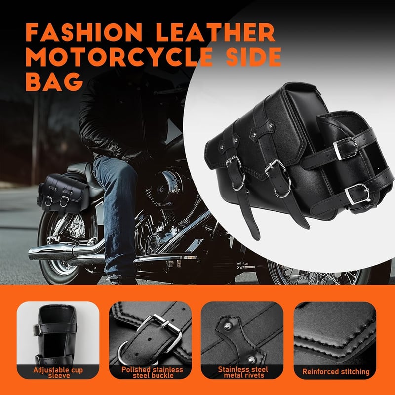 DREAMIZER Motorkerékpár Nyereg Táska Fekete PU Bőr Harley Sportster XL883 Softail Dyna V-Star Shadow