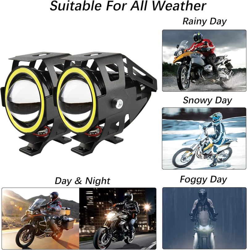 DREAMIZER Motoros Első Fényszóró Angyal Szem DRL Világítással - 12/24V Vízálló Ködlámpa R1200GS Kompatibilis ATV UTV Terepjárókhoz