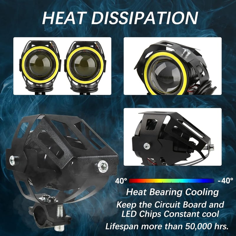 DREAMIZER Motoros Első Fényszóró Angyal Szem DRL Világítással - 12/24V Vízálló Ködlámpa R1200GS Kompatibilis ATV UTV Terepjárókhoz