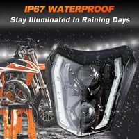 DREAMIZER Motoros Fényszóró E24 6500K Nappali Menetfénnyel - Vízálló Első Lámpa Enduro, Motocross, Supermoto Motorokhoz, Kompatibilis XCF XC 4