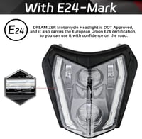 DREAMIZER Motoros Fényszóró E24 6500K Nappali Menetfénnyel - Vízálló Első Lámpa Enduro, Motocross, Supermoto Motorokhoz, Kompatibilis XCF XC 2
