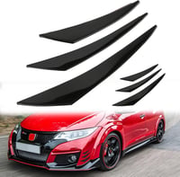 DREAMIZER Univerzális Fekete Első Lökhárító Spoiler Szett - 6 db Öntapadós Gumi Légterelő, Splitter Fin Autó Tuning Kiegészítő 1
