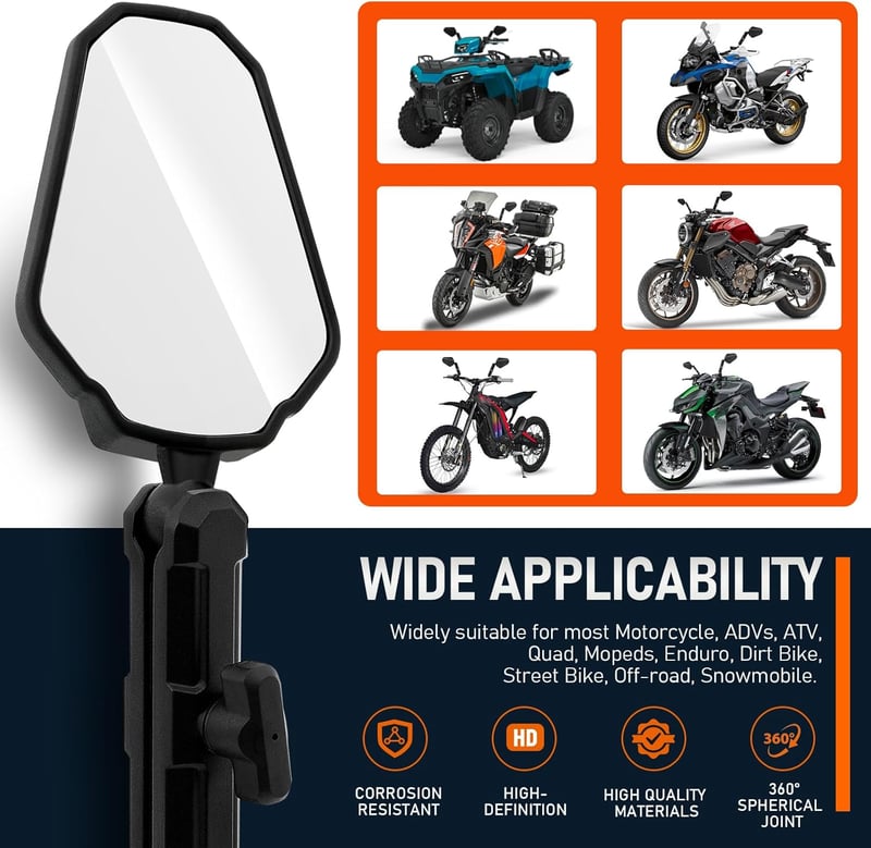 DREAMIZER Univerzális Motorkerékpár Visszapillantó Tükör 8-10mm Csavaros Rögzítéshez