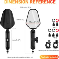 DREAMIZER Univerzális Motorkerékpár Visszapillantó Tükör 8-10mm Csavaros Rögzítéshez 6