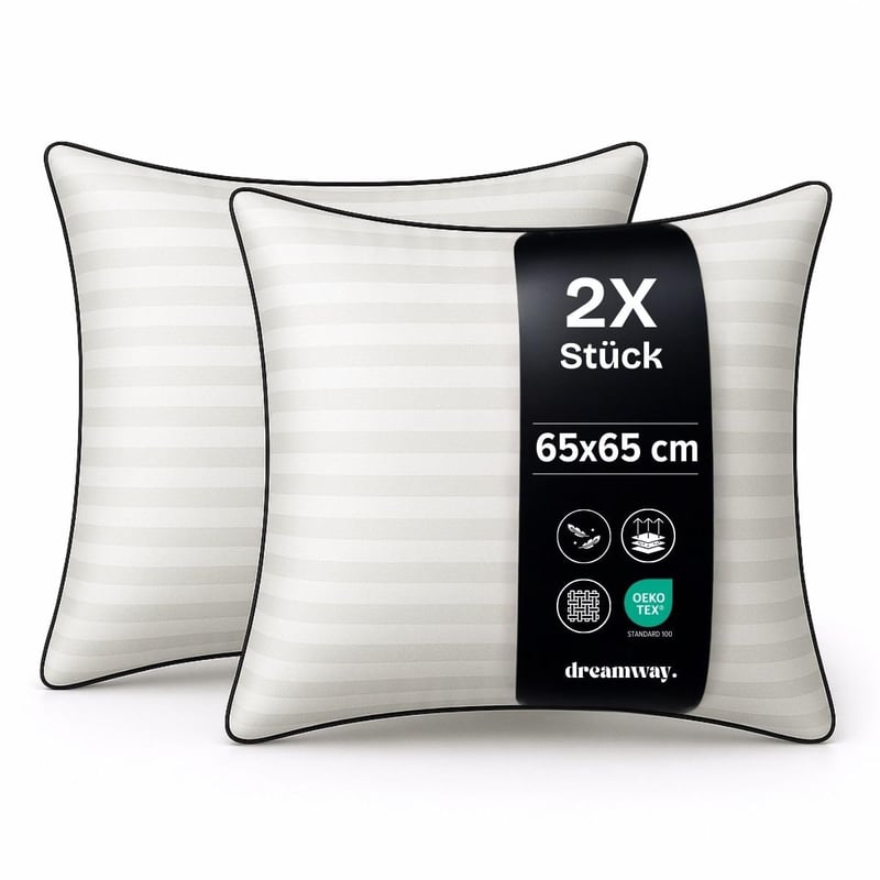 Vankúš DREAMWAY 65x65 cm – súprava 2 kusov, štvorcový vankúš v luxusnej hotelovej kvalite