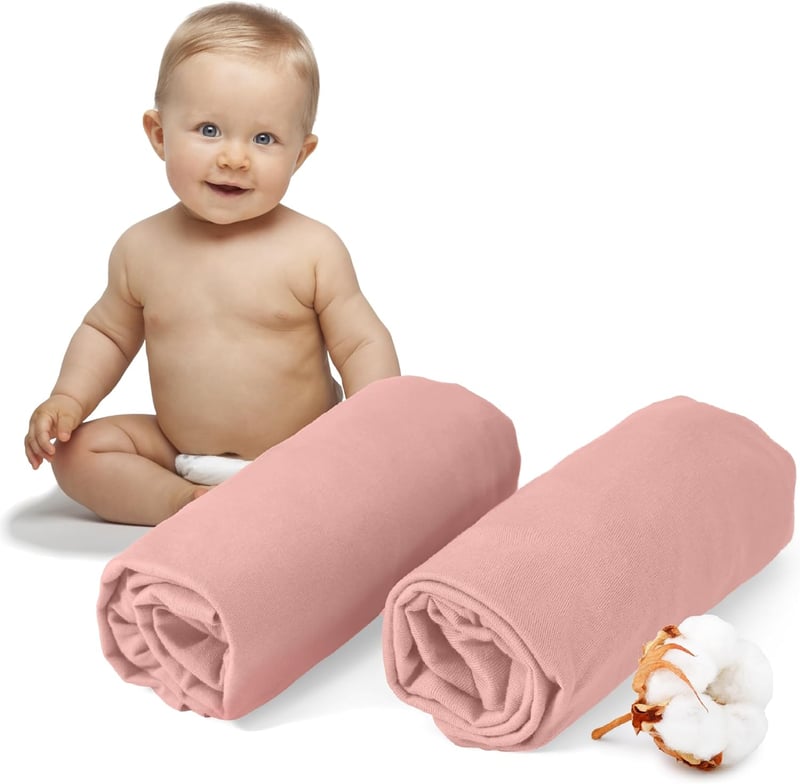 Dreamzie 2 db Gumis Lepedő 40x90 cm Rózsaszín Pamut Jersey