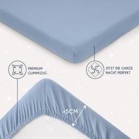 Dreamzie Súprava 2 napínacích džersejových plachiet 60x120 – 70x140 cm, 100 % bavlna, Oeko-Tex, 150 g/m², priedušná detská plachta, svetlomodrá 4