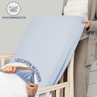 Dreamzie Súprava 2 napínacích džersejových plachiet 60x120 – 70x140 cm, 100 % bavlna, Oeko-Tex, 150 g/m², priedušná detská plachta, svetlomodrá 6