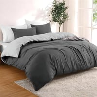 Dreamzie Ágynemű Garnitúra 260x240 cm Mikrofibra Paplan- és Párnahuzat Szett Sötétszürke Világosszürke 3 Részes 1