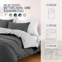 Dreamzie Ágynemű Garnitúra 260x240 cm Mikrofibra Paplan- és Párnahuzat Szett Sötétszürke Világosszürke 3 Részes 6