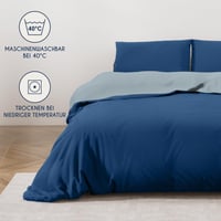 Súprava posteľnej bielizne Dreamzie 240x220 cm s 2 obliečkami na vankúš 50x70 cm, tmavomodrá/modrosivá, 100 % mikrovlákno, certifikát Oeko-Tex, 3-dielna 5