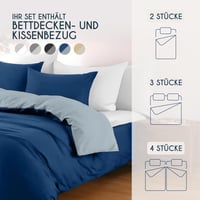 Súprava posteľnej bielizne Dreamzie 240x220 cm s 2 obliečkami na vankúš 50x70 cm, tmavomodrá/modrosivá, 100 % mikrovlákno, certifikát Oeko-Tex, 3-dielna 6