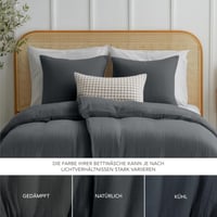 Set lenjerie de pat Dreamzie 135x200 cm + 2 fețe de pernă 80x80 cm, muselină de bumbac, gri închis, 4 piese 5