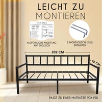 Dreamzie Day Bed fém kanapéágy - fekete - 92x202 cm 2