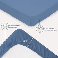 Dreamzie Elasztikus Pamut Lepedő 160x200x30 cm - Kék Jersey Pamut Gumis Lepedő Matracvédő, Légáteresztő, Könnyen Mosható 4