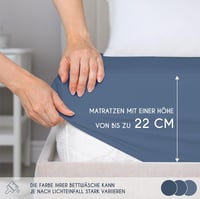 Dreamzie Elasztikus Pamut Lepedő - 90x190/200 cm Kék Jersey Pamut Gumis Lepedő Matracvédő Légáteresztő Huzat 3