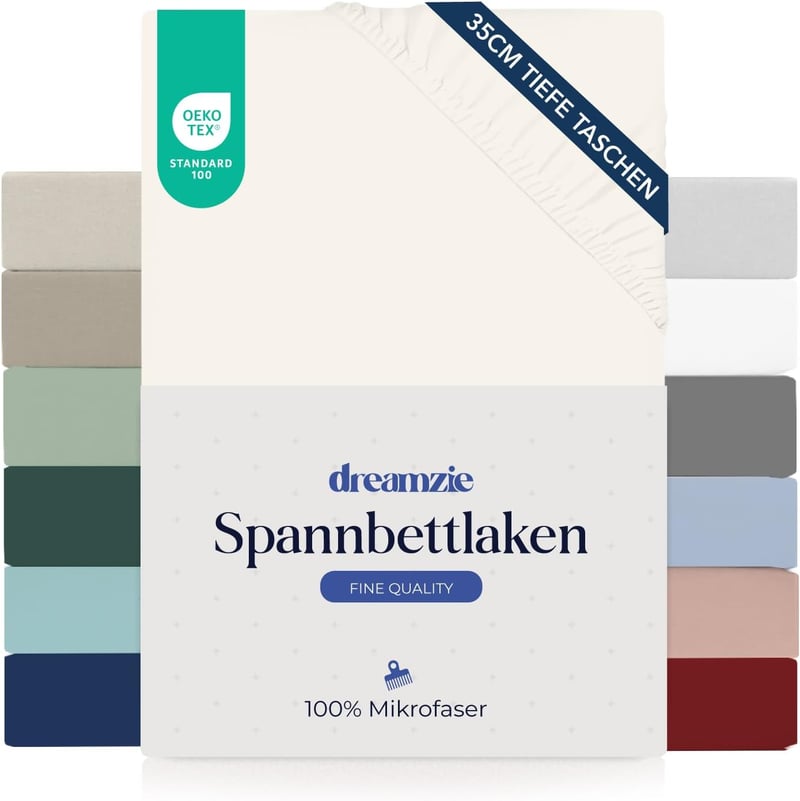 Dreamzie Elefántcsont Gumis Lepedő 160x200 cm - 35 cm Mély, 100% Mikroszálas Ágynemű, Oeko-Tex Tanúsított, Tartós és Elegáns