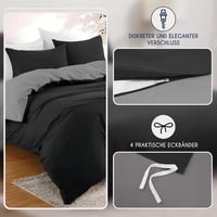 Dreamzie Fekete-sötétszürke ágyneműhuzat szett 200x200 mikroszálas paplanhuzat 65x65 2 párnahuzattal Oeko-Tex 3
