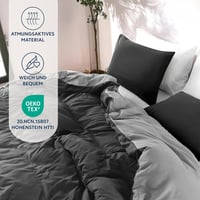 Dreamzie Fekete-sötétszürke ágyneműhuzat szett 200x200 mikroszálas paplanhuzat 65x65 2 párnahuzattal Oeko-Tex 2